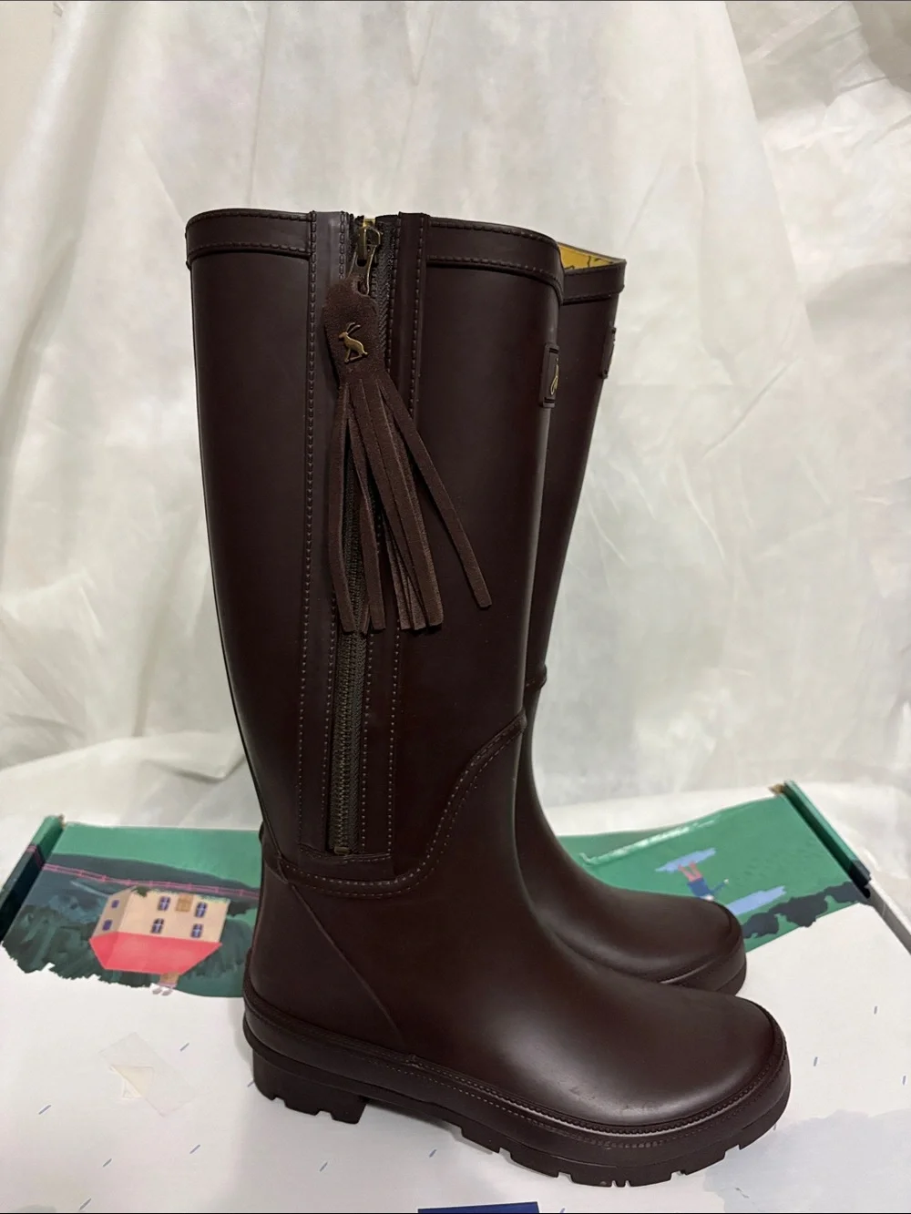 Joules Dark Brown Rain Boots size US 7 NWT